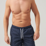 Regular Fit Lacivert Baskılı Şort Mayo