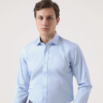 Slim Fit Mavi Düz Nano Care Gömlek