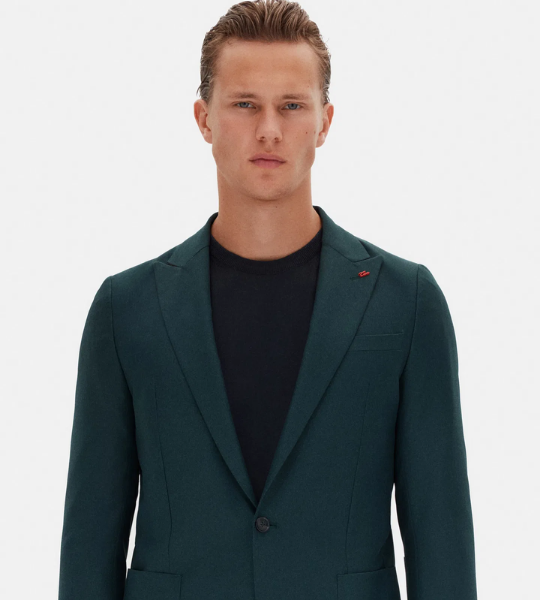 Fit Zümrüt Yeşili Armürlü Kumaş Ceket